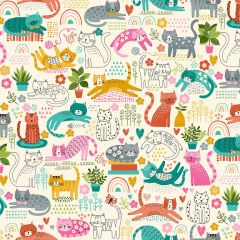 Whiskers Purrfect Pals Cream 007/Q | Quilting Fabric | Makower