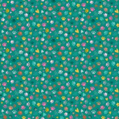 Whiskers Pawsome Teal 010/T | Quilting Fabric | Makower