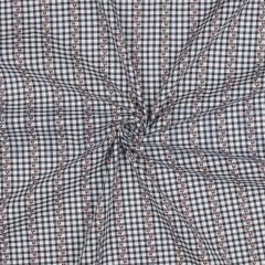 Cotton Gingham with Embroidered Flower | Dressmaking Fabric
