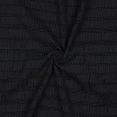 Ruched Viscose with Chenille Jacquard Stitch: Black | Dressmaking Fabric