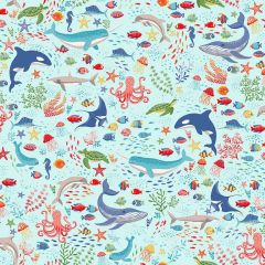 Deep Blue Sea: Creatures Light Blue 137B2 | Makower UK | Quilting Cotton