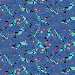 Deep Blue Sea: Divers Dark Blue 138B8 | Makower UK | Quilting Cotton