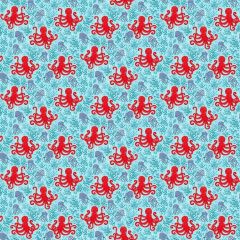 Deep Blue Sea: Octopus Light Blue 140B2 | Makower UK | Quilting Cotton
