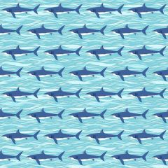 Deep Blue Sea: Sharks Light Blue 141B2 | Makower UK | Quilting Cotton