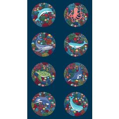 Deep Blue Sea: Circle Panel Blue 145B | Makower UK | Quilting Cotton