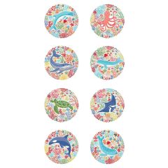 Deep Blue Sea: Circle Panel White 145W | Makower UK | Quilting Cotton