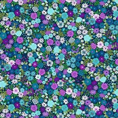 Tropica: Mini Floral Blue 148B | Makower UK | Quilting Cotton