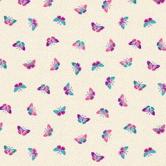Tropica: Butterflies Cream 149Q | Makower UK | Quilting Cotton