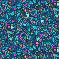 Tropica: Foliage Blue 150B | Makower UK | Quilting Cotton