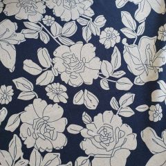 Linen Cotton Shirting: Big Floral: Navy | Dressmaking Fabric