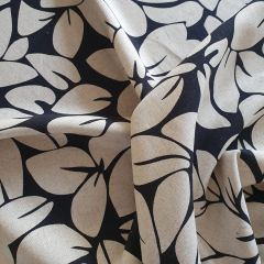 Linen Cotton Shirting: Big Petal: Black | Dressmaking Fabric