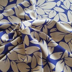 Linen Cotton Shirting: Big Petal: Royal | Dressmaking Fabric