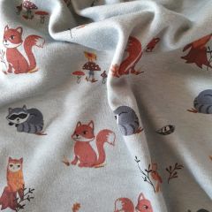 Forest Animals Fleece-backed Sweatshirt: Sage | Dressmaking Fabric