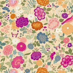Large Floral Cream 2610/Q | Luxe Makower | Quilting Cotton Fabric