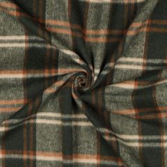 Brushed Green and Orange Plaid Shirting | Dressmaking Fabric