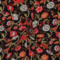 Stretch Viscose Floral Vine Black | Dressmaking Fabric: Bolt End