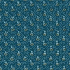 Mountain Laurel Indigo 732B | Edyta Sitar Cocoa Blue | Quilting Fabric