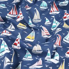 Sailing Boats Blue Cotton Poplin | Craft Fabric