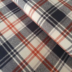 Brushed Cotton Plaid Check Flannel Navy Brique | Dressmaking Fabric
