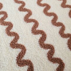 Sherpa Teddy Fleece Wave Stripe Camel Brown | Dressmaking Fabric