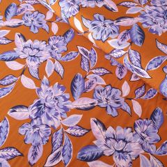 Stretch Viscose Flowers and Foliage Chocolate | Dressmaking Fabric