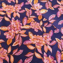Stretch Viscose Flowers and Foliage Navy | Dressmaking Fabric