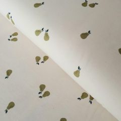 Natural Cotton Tshirt Jersey with Pears | Dressmaking Fabric