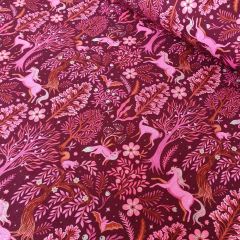 Bordeaux Forest Animals Sweatshirt French Terry | Dressmaking Fabric