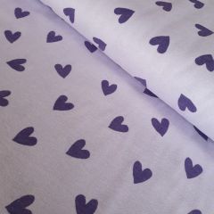 Brushed Cotton Flannel Hearts Lavender | Dressmaking Fabric