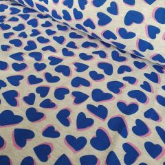 Blue Hearts Sweatshirt Fleece | Dressmaking Fabric