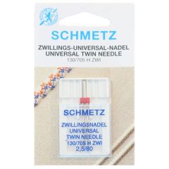 Schmetz Twin Universal Sewing Machine Needle: 2.5mm Size 80