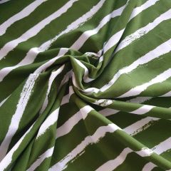 Painted Stripes Cotton Jersey: Khaki Green | Dressmaking Fabric