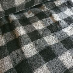 Big Check Sherpa Fleece: Light Grey | Dressmaking Fabric
