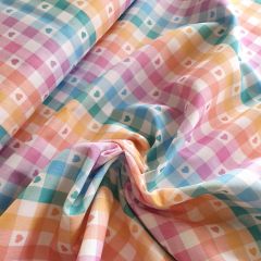 Love Check Gingham Heart Cotton Print | Dressmaking Fabric