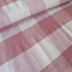 Linen Viscose Yarn Dyed Big Check: Rose | Dressmaking Fabric