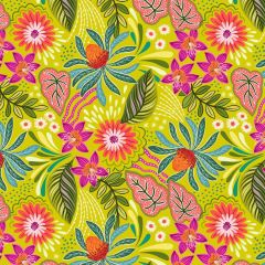 Bahia Flora on Plantain Green A807.2 | Lewis and Irene | Quilting Cotton: Bolt End
