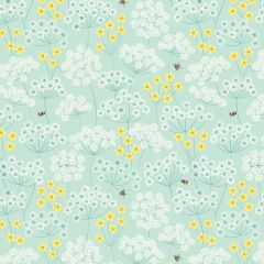 Clearbury Down Wild Meadows with Bees on Duck Egg A814.1 | Lewis & Irene | Quilting Cotton
