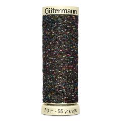 Gutermann Metallic Effect Thread: 71 Black and Multi | 50m | Sparkle