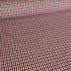 Red & Black Cotton Shirting: Small Check