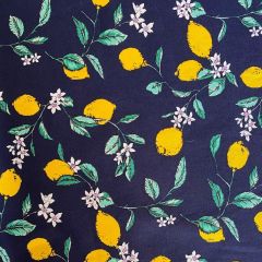 Cotton Poplin: Lemon Grove: Navy | Dressmaking Fabric