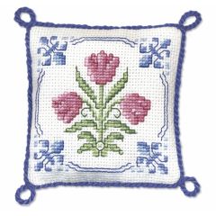 Delft Tulip Pincushion Cross Stitch Kit