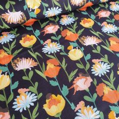 Little Johnny Flower Girls Black Cotton Shirting | Dressmaking Fabric