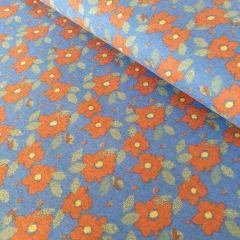Cotton Flannel: Forties Blooms: Blue | Dressmaking Fabric