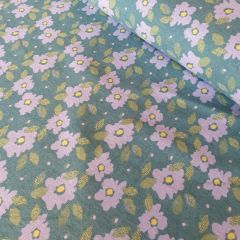Cotton Flannel: Forties Blooms: Green | Dressmaking Fabric