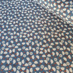 Cotton Flannel: Cupped Flower: Blue | Dressmaking Fabric