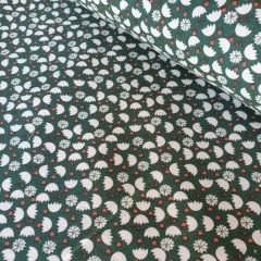 Cotton Flannel: Cupped Flower: Green | Dressmaking Fabric