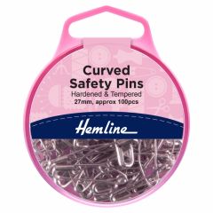 Curved Safety Pins: Nickel: 27mm