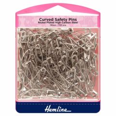 Curved Safety Pins: Nickel: 38mm: Jumbo Pack