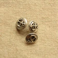 Metal Anchor Button: 15mm: Silver