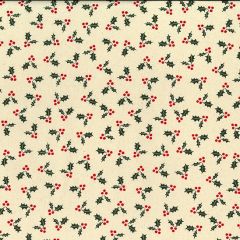 Holly Sprig: Natural | Christmas Cotton Fabric